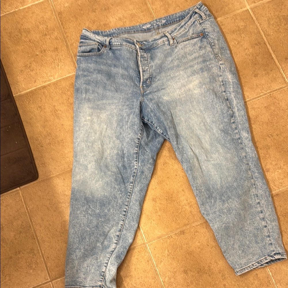 Old Navy Blue Boyfriend Jeans with Vintage Distressing